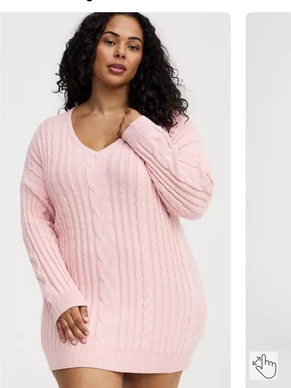 torrid Light Pink V-Neck Cable Knit Lounge Sleep Sweater Dress